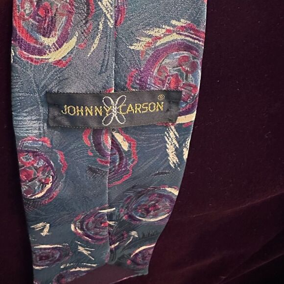 Johnny Carson 90’s tie -team & purple & maroon - Picture 2 of 3